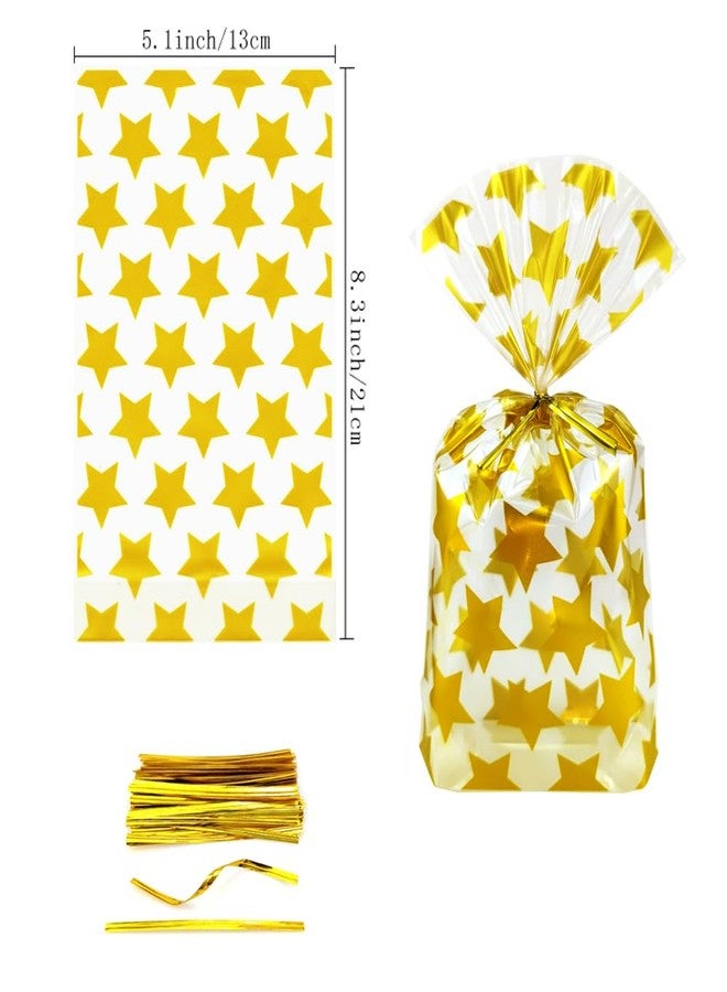 SaktopDeco 100 PCS Gold Star Cellophane Bags - 5 x 8 Star Plastic Bags for Packing Favor Supplies - Image 2
